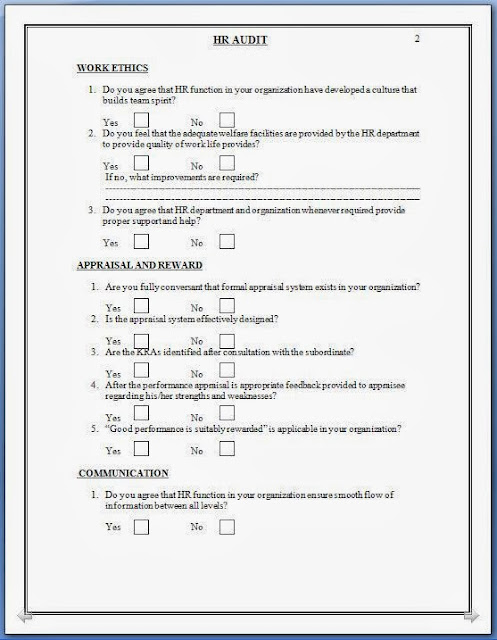 Literature review of an audit checklist